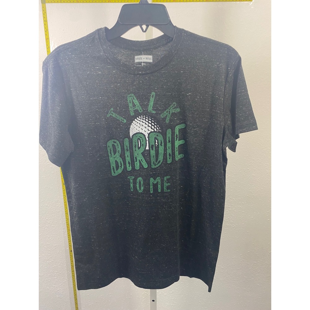 State of Mine Mens Talk Birdie To‎ Me Golf Graphic Tee Shirt Charcoal Grey Small